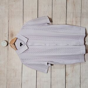 NWT Express Light Purple Lavender Button Down Knit Collar Shirt Large